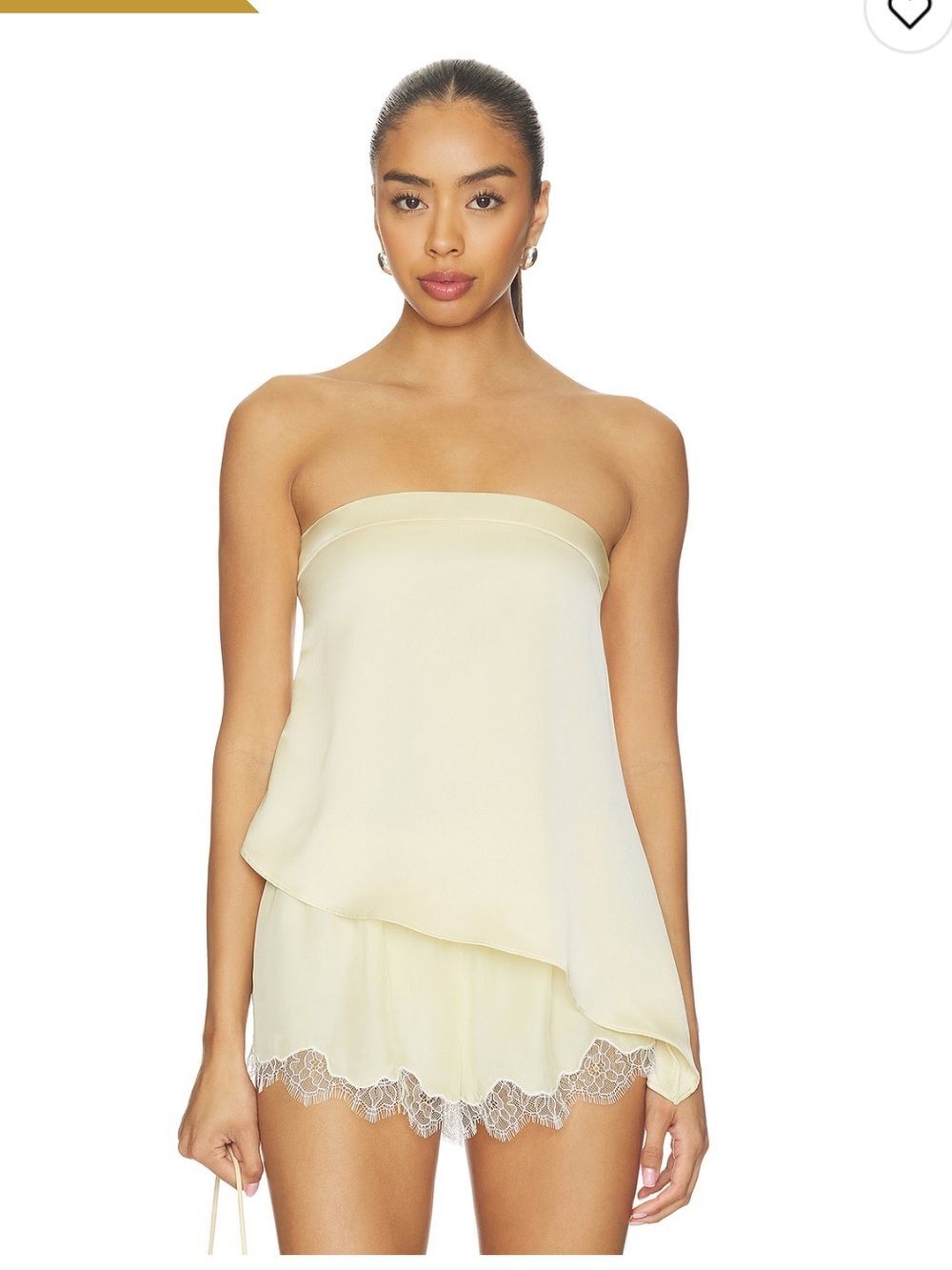 ALL THE WAYS Marcella Butter Yellow Strapless Lace Trim Sleep Bandeau Bralette T